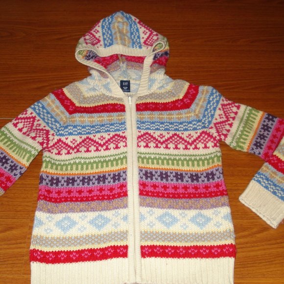 New! Gap fair isle knit zip up sweater / hoodie - Picture 1 of 5